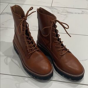 Madewell brown leather combat boots